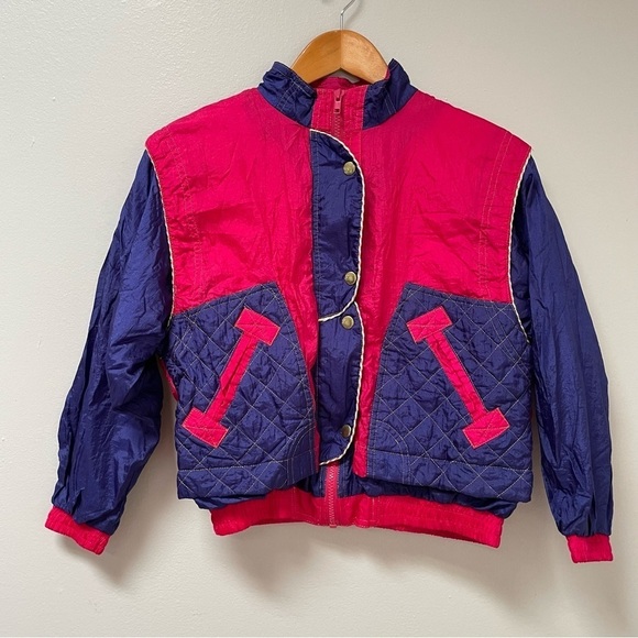 Christie Brooks Vintage 80S 90S Pink Purple Windbreaker Jacket Girls M 10-12